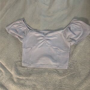 American Eagle Outfitters Light Purple Off-Shoulder Crop Top